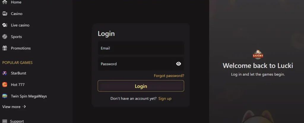 LuckiCasino login